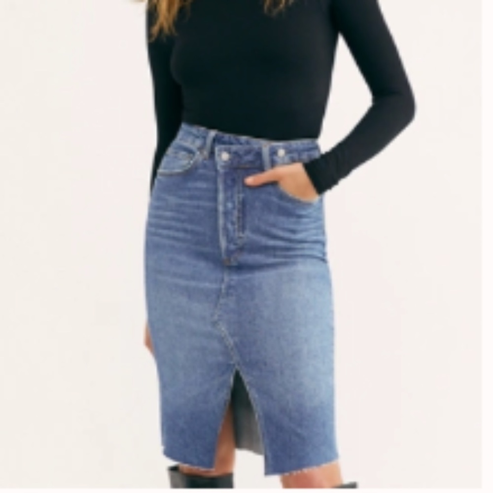 Free People Boyish Andy Midi Skirt Denim Senso 27